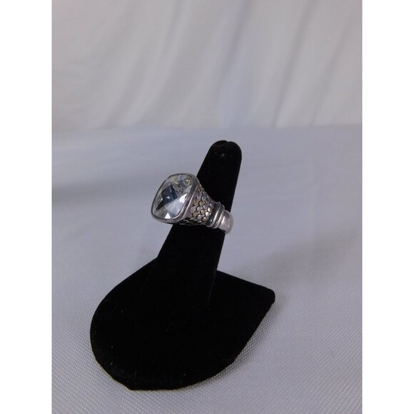 Statement Sterling Silver Ring Large Cushion Cut Clear Stone Womens Size 8 Jewel - Picture 11 of 11